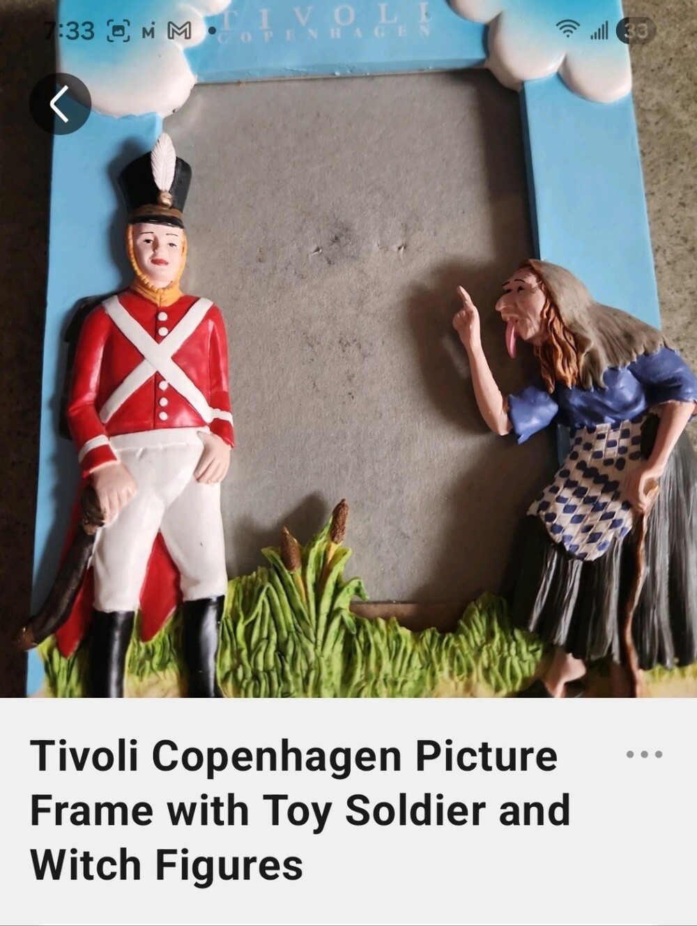 Tivoli Blue Resin Picture Frame with Red Soldier and Painted Figure